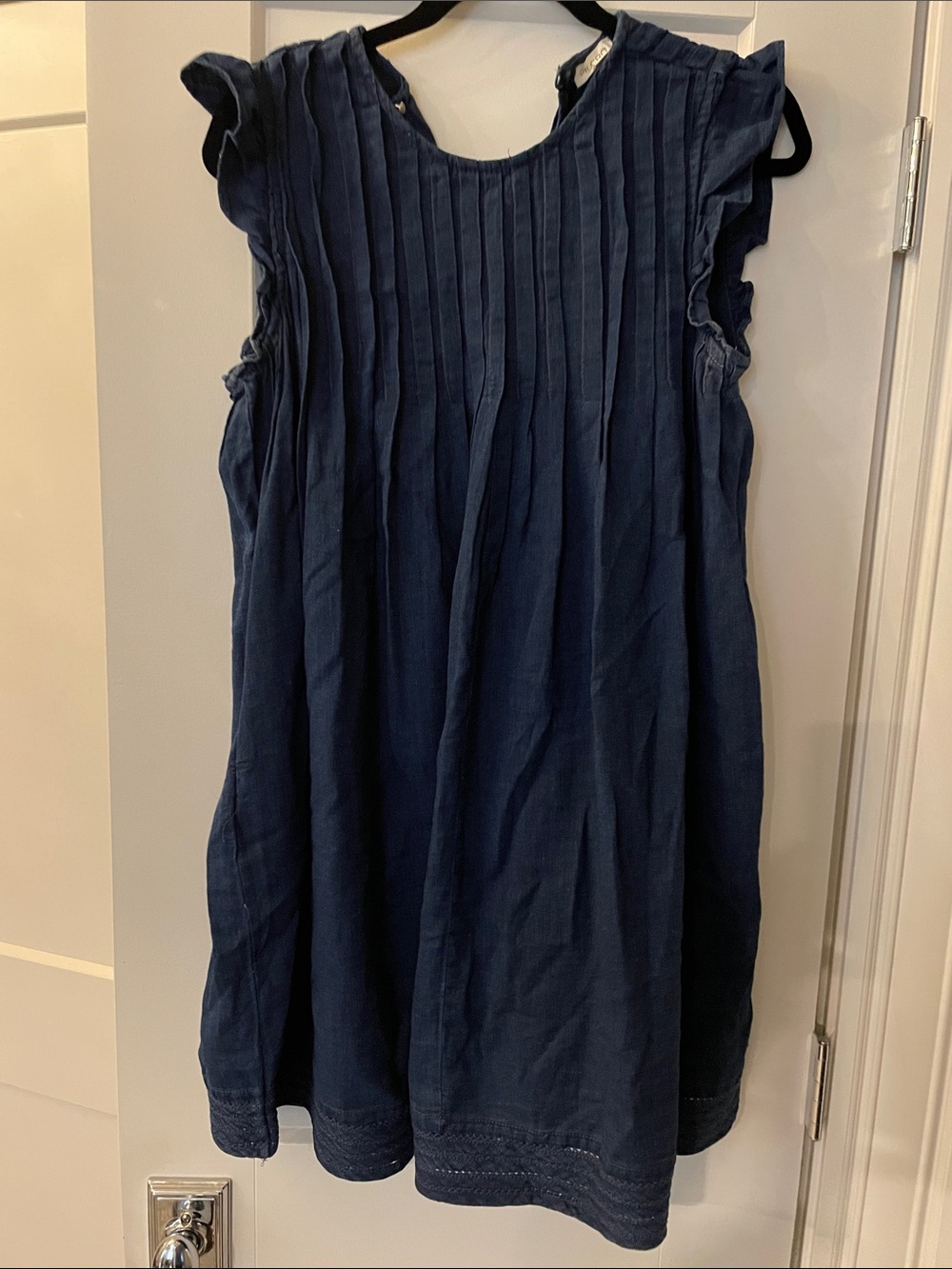 Pilcro Navy Pleated Cotton Casual Dress